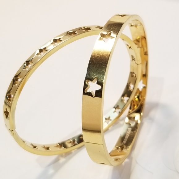 18K Gold Plated over Stainless Steel Bracelet Cuff - Picture 2 of 6
